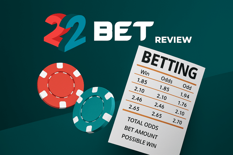 Schermata scommesse multiple 22Bet con schedina eventi sportivi